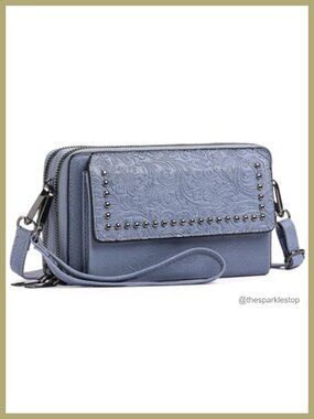 Small Leather Cell Phone Wallet Crossbody Purse with Wristlet Strap